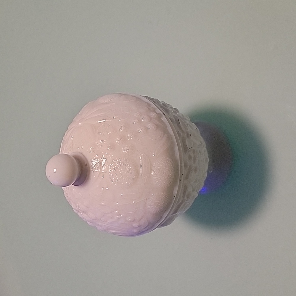 Milk glass. Floral design covered bowl/candy dish. Vintage.